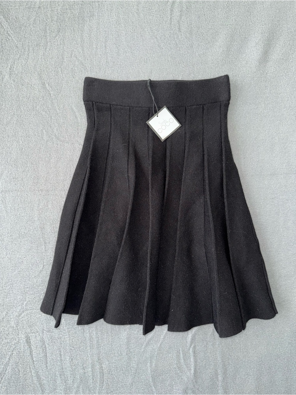 THML Black Knit Flare Skater Skirt XS NWT